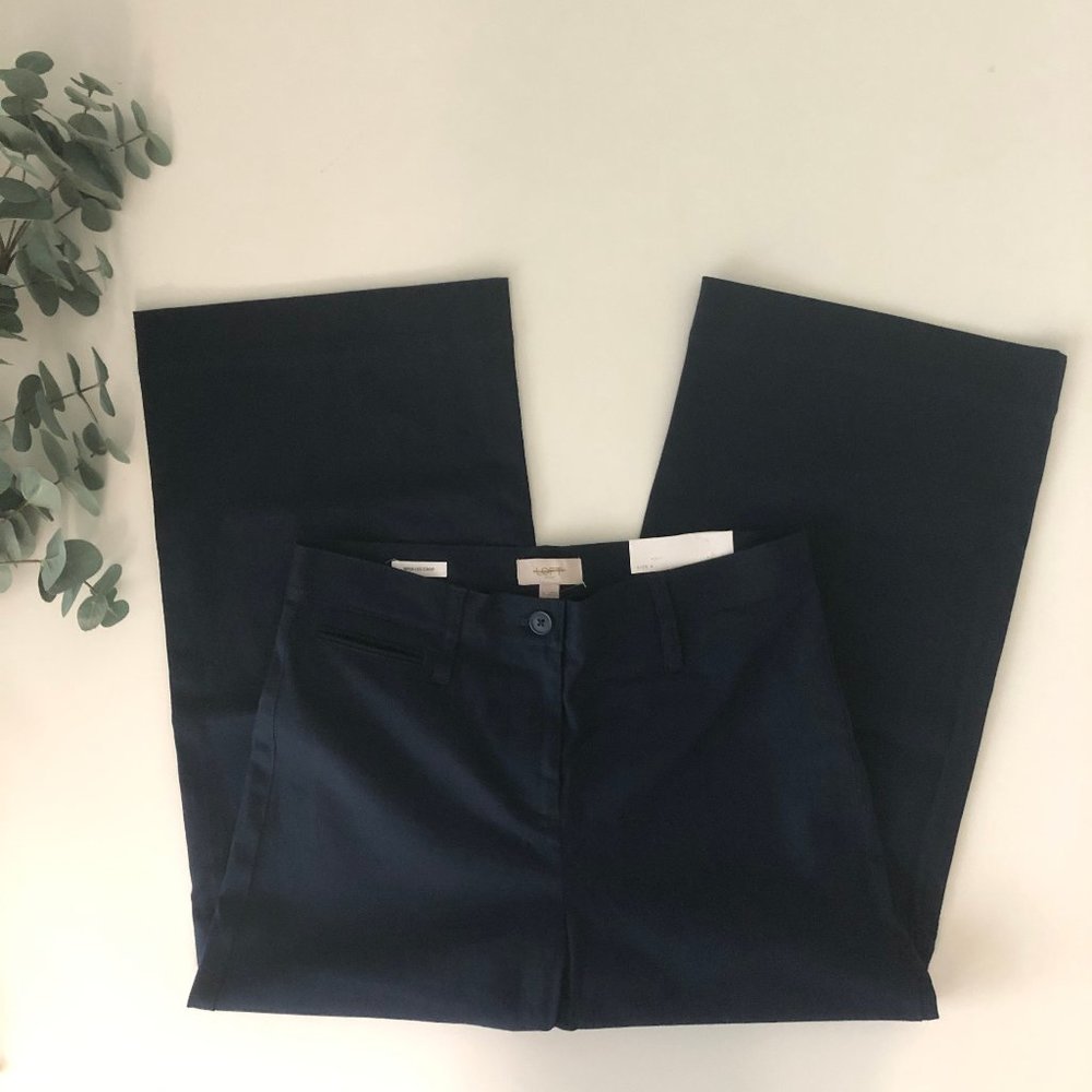 Loft Wide Leg Navy Crop Pants